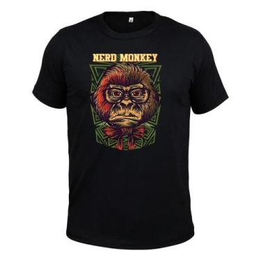 Imagem de Camiseta 100% Algodão Tecido Macio Nerd monkei, Preto, GG