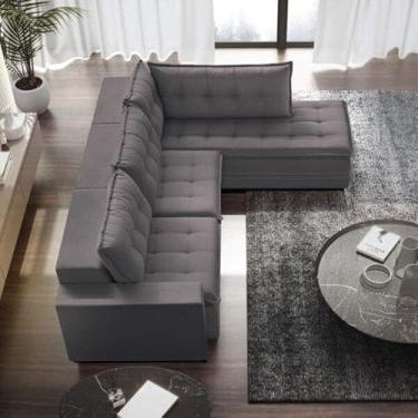 Imagem de Sofá Retrátil 3 Lugares com Chaise 316cm Presidente Estofart Cinza