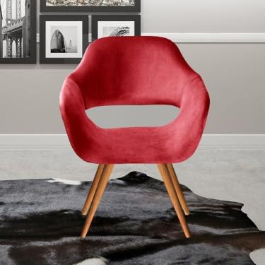 Imagem de Poltrona Decorativa Zara Pés Palito Sala Recepção Vermelho