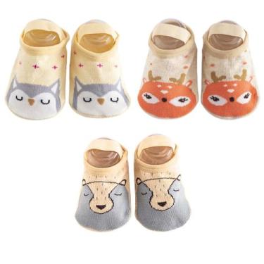Imagem de Kit 3 Meias Sapatilhas Antiderrapante Pietra Baby Infantil Unissex Alg