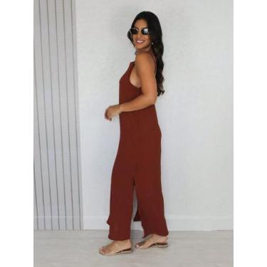 Imagem de Vestido longo casual elegante soltinho decote V nas costas - Reziê, Te