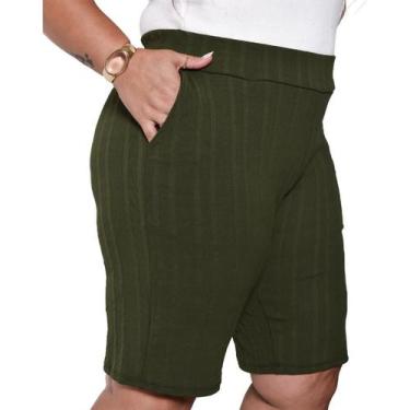 Imagem de Bermuda Feminina c/ bolso PLUS SIZE - Sem marca, Militar, G3