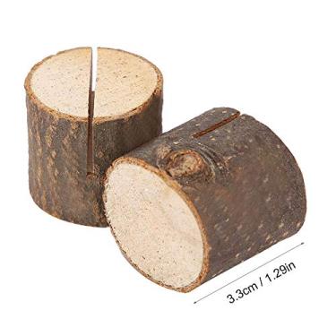 Imagem de 10 Peças de Suporte Cartão em Forma Tora Madeira para Número Mesa Festa Casamento Clip Nome Decoração Residencial Escritório e Aniversário