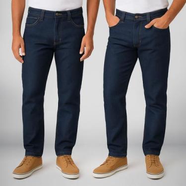 Imagem de 5 Calça Jeans Masculina Tradicional Original Trabalho Preto, Azul, 40