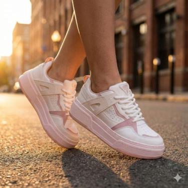 Imagem de Tênis Feminino Via Marte Napa Soft Rosa Claro/Branco, Rosa, Branco, 38
