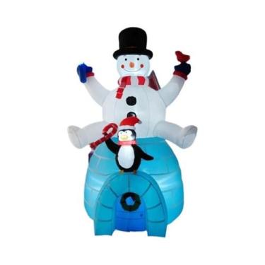 Imagem de Boneco De Neve Inflável Luminoso Pinguim Decoração De Natal Brinquedo 