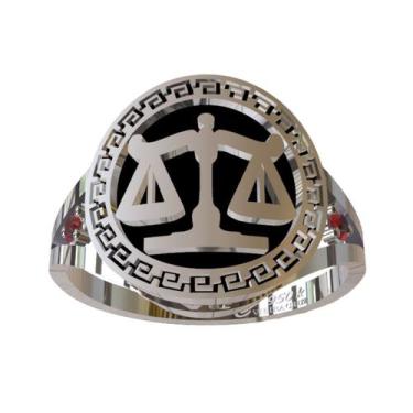 Imagem de Anel De Formatura De Direito Em Prata 950k - Vieira Cruz Jóias, Preto,