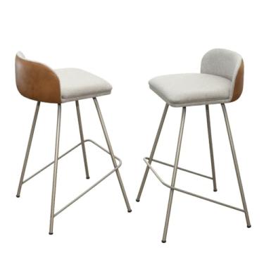 Imagem de Kit 2 Banquetas Área Gourmet Nobre – Ideal para Cozinha, Balcão e Bistrô, Elegantes e Resistentes para Ambientes Convivenciais(Base Champgne/Tecido Marrom)