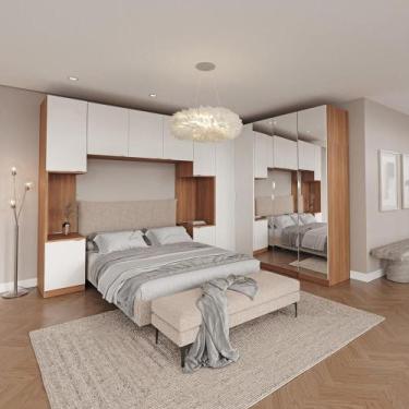 Imagem de Guarda Roupa Modulado de Canto Hera 6 Peças com Espelho e 2 Mesas de C