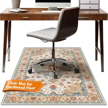 Imagem de Tapete de cadeira de escritório para pisos de madeira – 129 x 35 cm tapete de cadeira de mesa para cadeira de rodinhas, tapete embaixo da mesa protege pisos duros de danos, protetor de piso de pilha