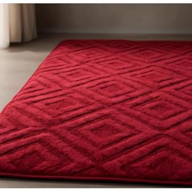 Imagem de Tapete Sala Antiderrapante Jacquard com Relevo Geométrico Sem Pelo Tapete de Sala(Jacquard bordo)