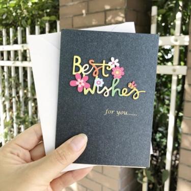 Imagem de Cartão postal 3D de convite de festa de casamento romântico, cartões de mensagem de flores feitos à mão, cartão de agradecimento, faça você mesmo