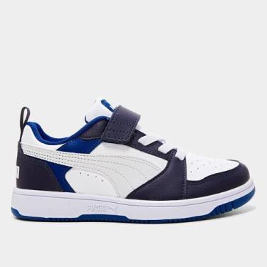 Imagem de Tênis Infantil Puma Rebound, Branco, Cinza, 30