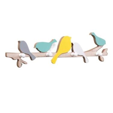 Imagem de KEG801302 Cabide para casaco e chapéu, cabideiro, montagem na parede, de madeira, ganchos para roupas, chapéus, bolsas, casacos, coleiras de animais de estimação (multicoloridas)
