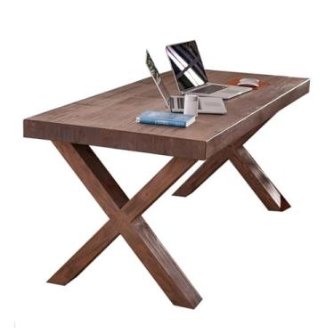 Imagem de Mesa de escritório versátil de madeira maciça, estilo moderno e simples, ideal para jantar, estudo, escrita, fácil de instalar (2GG)