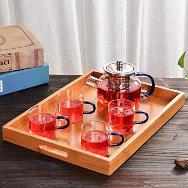 Imagem de Conjunto de chá de vidro resistente ao calor, fruto, flor, bule de chá, filtro de aço inoxidável, filtro de chá, copo elegante + xícaras + bandeja resistente ao calor (400 ml)