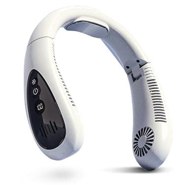 Imagem de Ventilador de Pescoço Portátil com Bateria 5000mAh Operado por Recarregável via USB 3 Velocidades Design Fone Ouvido Sem Lâmina para Casa Escritório Acampamento Viagens Esporte