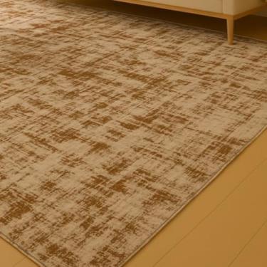 Imagem de Tapete Jacquard Boho Geométrico Antiderrapante para Sala Grande(Obra Arte Branco/Marrom,2.00x1.35)