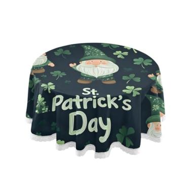 Imagem de Qilmy Toalha de mesa redonda de palmeira de treliça verde, 152 cm, resistente à água, à prova de derramamento, capa de mesa grande para jantar de reunião de família em ambientes internos e externos