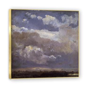 Imagem de NHLDZYH Moldura dourada. Reprodução de arte famosa de J.C. Dahl, arte em tela de paisagem romântica nórdica, decoração de parede elegante para sala de estar, escritório, pronto para pendurar