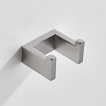 Imagem de Barra de toalha de banho conjunto de ferragens de toalheiro de banheiro escovado, gancho de roupão prateleira de barra de toalha, suporte de toalha de parede acessórios de banheiro suporte de toalha