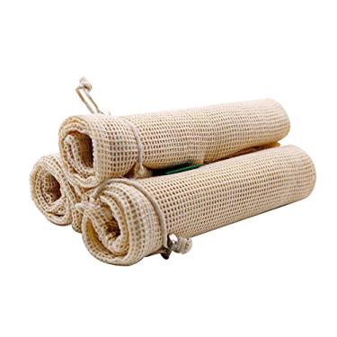 Imagem de 9 Pacote de Sacolas Reutilizáveis com Cordão Tração Múltiplos Tamanhos Malha Algodão Orgânico Compras Laváveis Armazenamento Muslin para Legumes Frutas Brinquedos