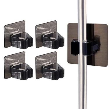 Imagem de Suporte para Mop e Vassoura Montado na Parede Ferramenta Montada Autoadesiva Sem Furaduras Mola de Aço Super Split One- Seguro Fácil Soltar Armazename