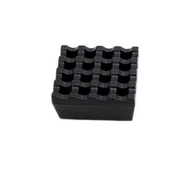 Imagem de Cinzeiro de metal moderno com tampa de dezesseis furos para cinzeiros portáteis quadrados de cigarro para pátio externo, casa, escritório, mesa, cinzeiros, decoração de casa (preto)