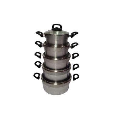 Imagem de Jogo De Panelas Bem Forte Alumínio Fundido 5 pç Tampa De Vidro