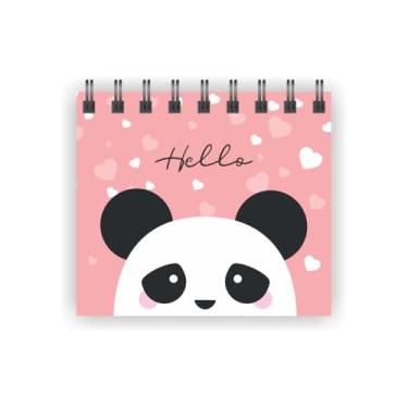 Imagem de Bloco de Notas Mini 125x110mm Hello Panda Rosa cod. 1062 com 70 folhas sem pauta Abyaragraf