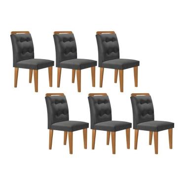 Imagem de Cadeira De Cozinha Imperatriz Kit 6 Un Capuccino Suede Grafite Rufato