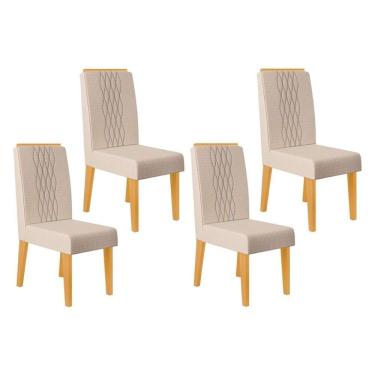 Imagem de Kit 4 Cadeiras De Cozinha Lia 4 Un Cedro Linho Neve