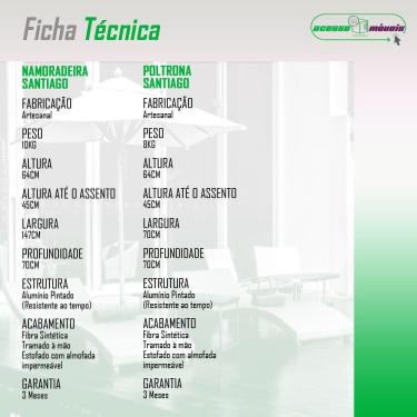 Imagem de Conjunto Poltrona E Namoradeira Fibra Sintética Santiago Preto-branco