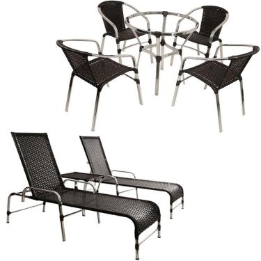 Imagem de Kit Jogo De 4 Cadeiras E Mesa Floripa Trama Original Preto