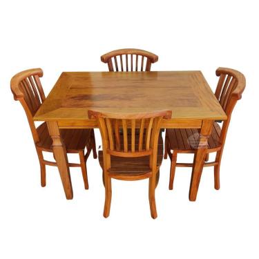 Imagem de Mesa De Jantar Madeira De Demolição 1,20x 0,80 Com 4 Cadeiras Leque Sudeste Rustico