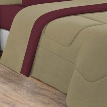 Imagem de Kit Edredom + Jogo De Lençol Malha 100% Algodão Gran Moratta 7 Peças Casal - Avelã-vinho