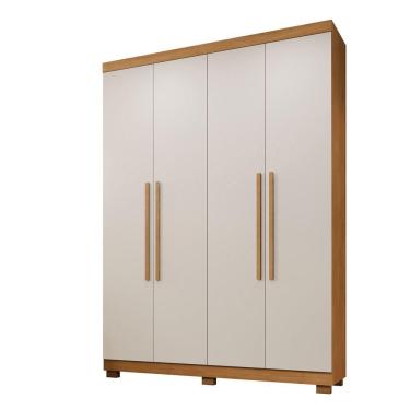 Imagem de Guarda Roupa Viena 4 Portas 3 Gavetas 8 Prateleiras - Beneti Cinamomo Off