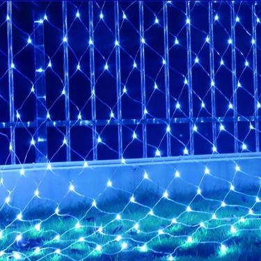 Imagem de Pisca De Led Rede 160l 4x0,5m 8 Modos 110v Decoração Natal Ano Novo Cores Azul