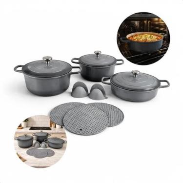 Imagem de Jogo De Panelas 3 Peças Cerâmico Com Indução E Acessórios Cinza escuro