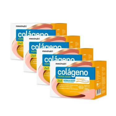 Imagem de Kit 04 Colágenos Em Pó Verisol 30 Sachês Manga Com Maracujá - Maxinutr