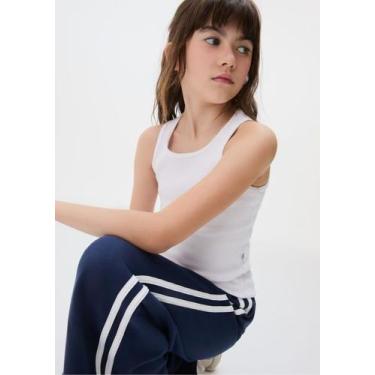 Imagem de Calça Wide Leg Infantil Menina Em Moletom - Hering, 008, Azul