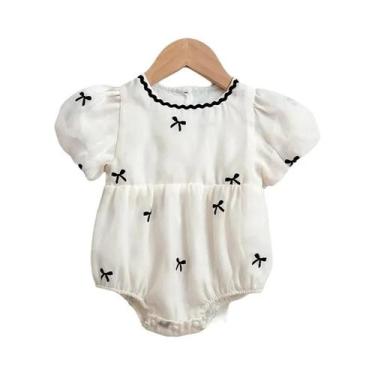 Imagem de Roupas De Verão Para Meninas, Body Infantil Com Laço E Manga Bufante, 