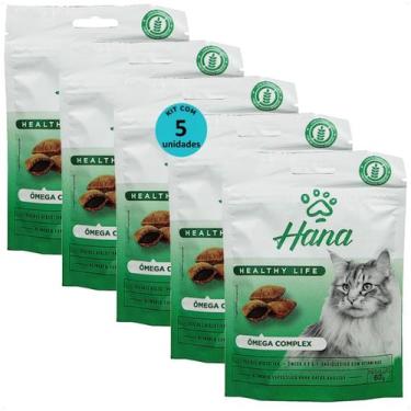 Imagem de Snack hana healthy life ômega complex para gatos adultos 60g kit com 5