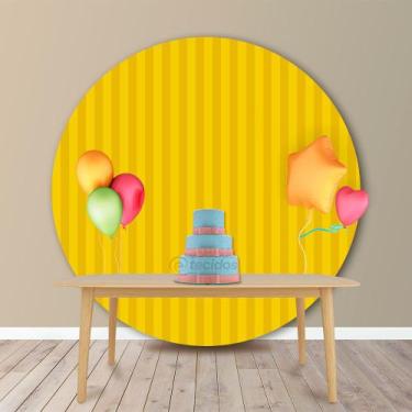 Imagem de Painel Redondo em Jacquard Amarelo Ouro Listrado - Jacquard Tradiciona