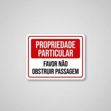 Imagem de Placa Acm Propriedade Particular Não Obstruir Passagem 18X23 - Sinaliz