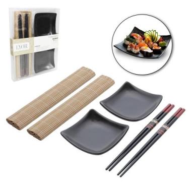 Imagem de Conjunto Para Sushi Com Molheira, Hashi E Esteira De Bambu - Lyor
