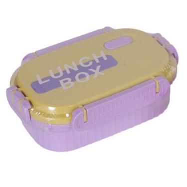 Imagem de Marmita Térmica Lunch Box Com 3 Divisórias + 1 Colher - Roxo