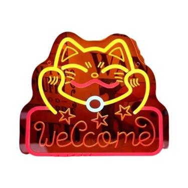 Imagem de Letreiro Neon Coreano De Boas-Vindas Para Restaurante, Loja, Salão, Ca
