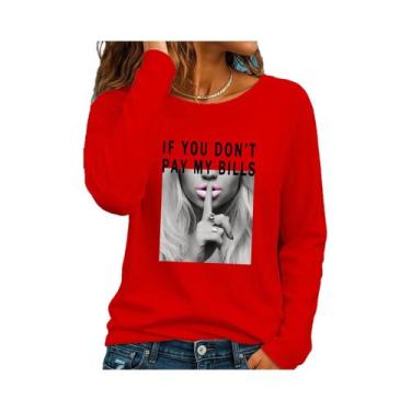 Imagem de Camiseta Feminina Fina De Algodão De Manga Comprida Branca - NONE, BR-