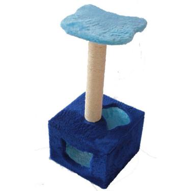 Imagem de Arranhador Para Gatos Com Toca Azul Royal Com Azul Bebê